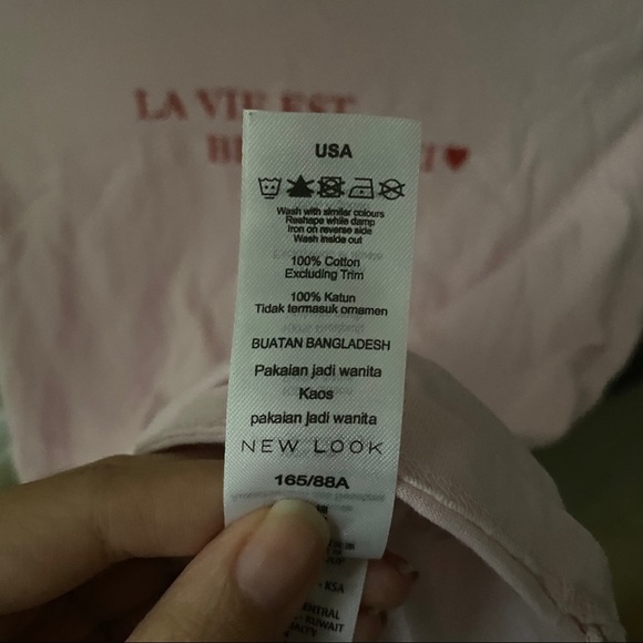 NEW LOOK Baby Pink Red Text Graphic T-shirt Top - Picture 4 of 5
